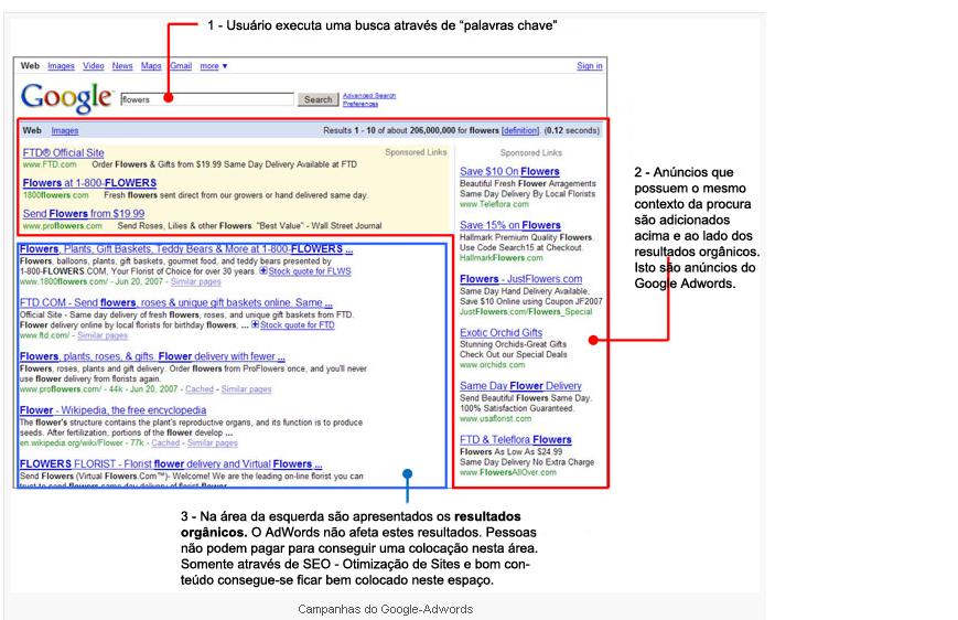 Exemplo de como o Google Adwords funciona. Foto: Carti/Divulgação