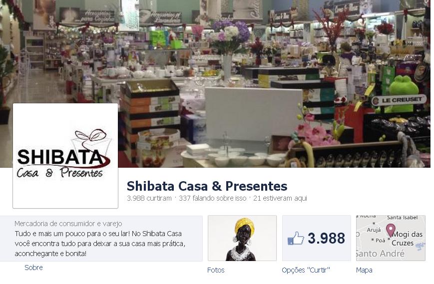 Facebook do Shibata Casa & Presentes tem quase 4 mil fãs em 15 de janeiro de 2013