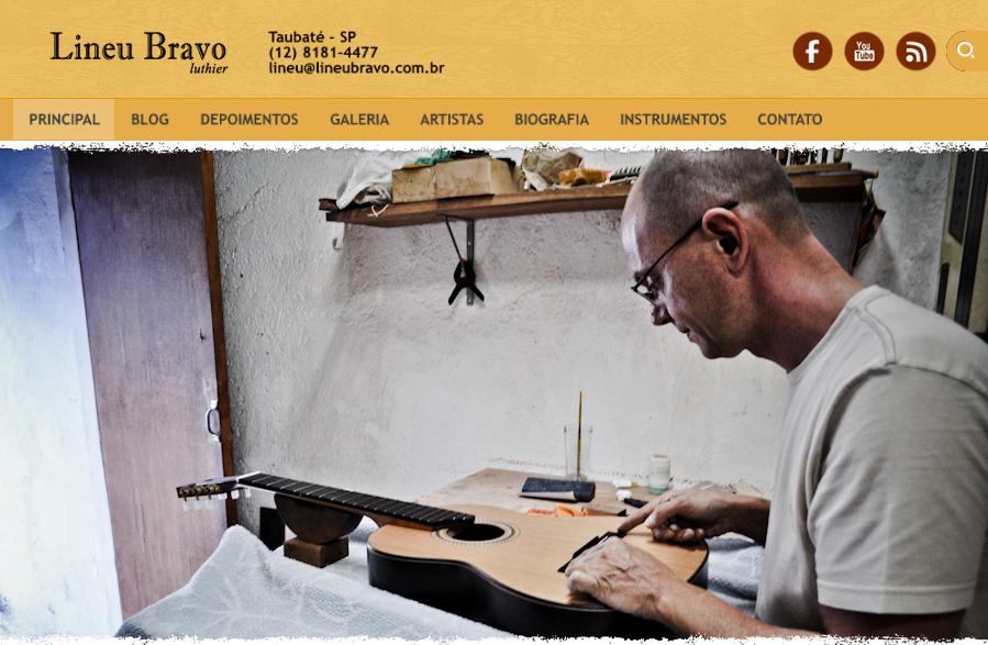Site institucional vencedor do Prêmio Lettering 2013: Lineu Bravo Luthier