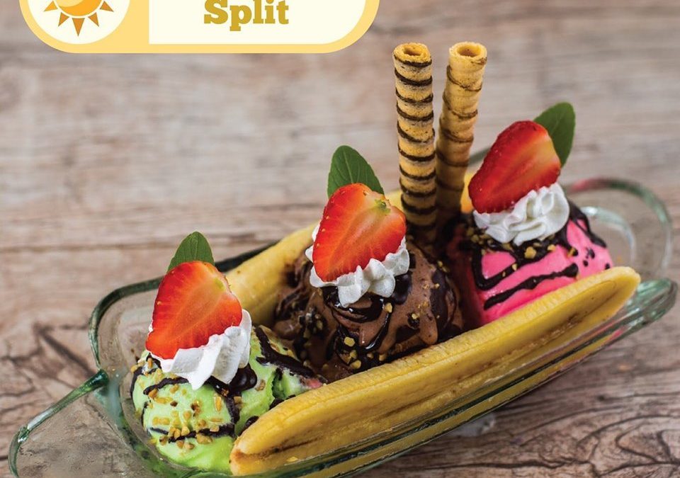 Combinação perfeita na Koori Sorvetes Taubaté: Banana Split